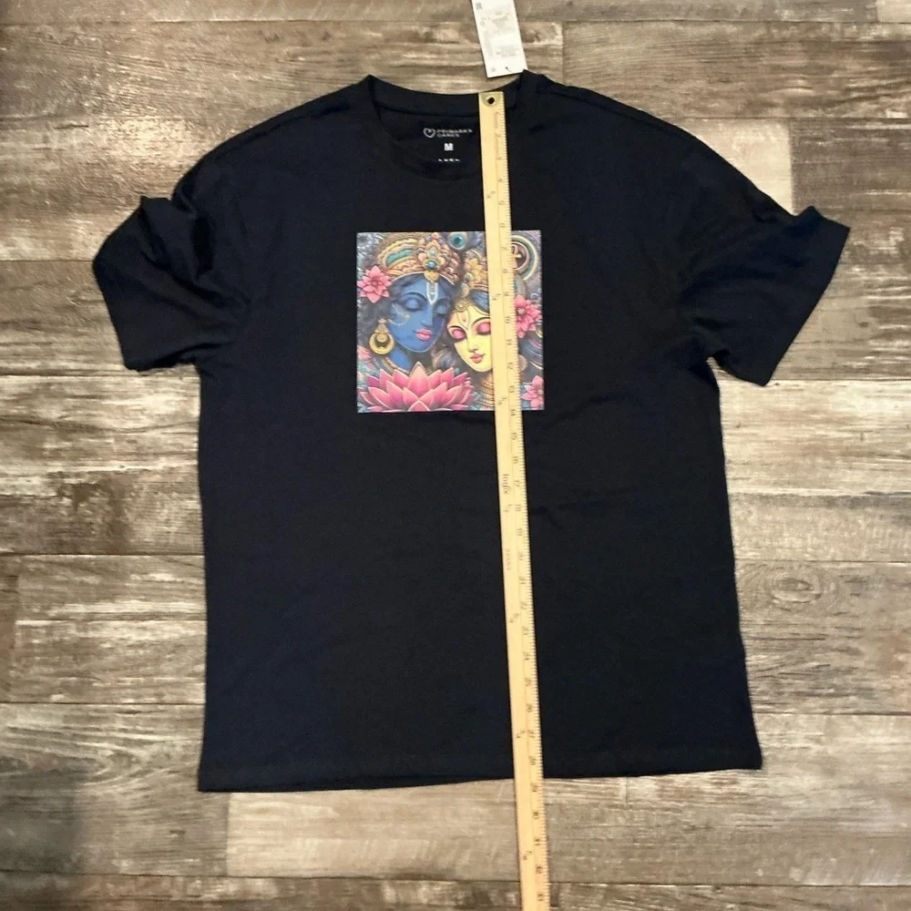 NWT Primark Navy Black Graphic T-Shirt with Colorful Print Size Medium - Picture 2 of 4
